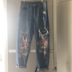 ASOS Floral Embroidered Boyfriend Jeans